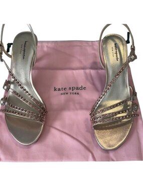Kate Spade Makenna Rose Gold Rhinestone Strappy Slingback Sandals Size 9 NIB